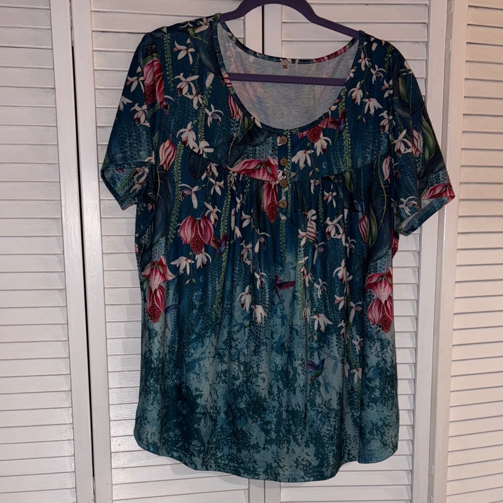 Floral Blue Women's Top